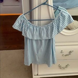 Off the shoulder striped J CREW shirt!